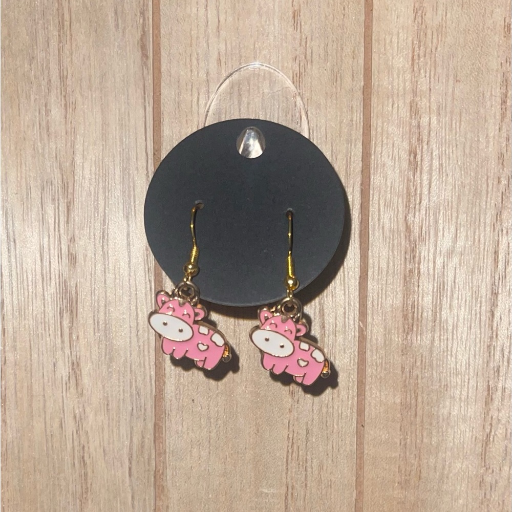 Strawberry cow earrings